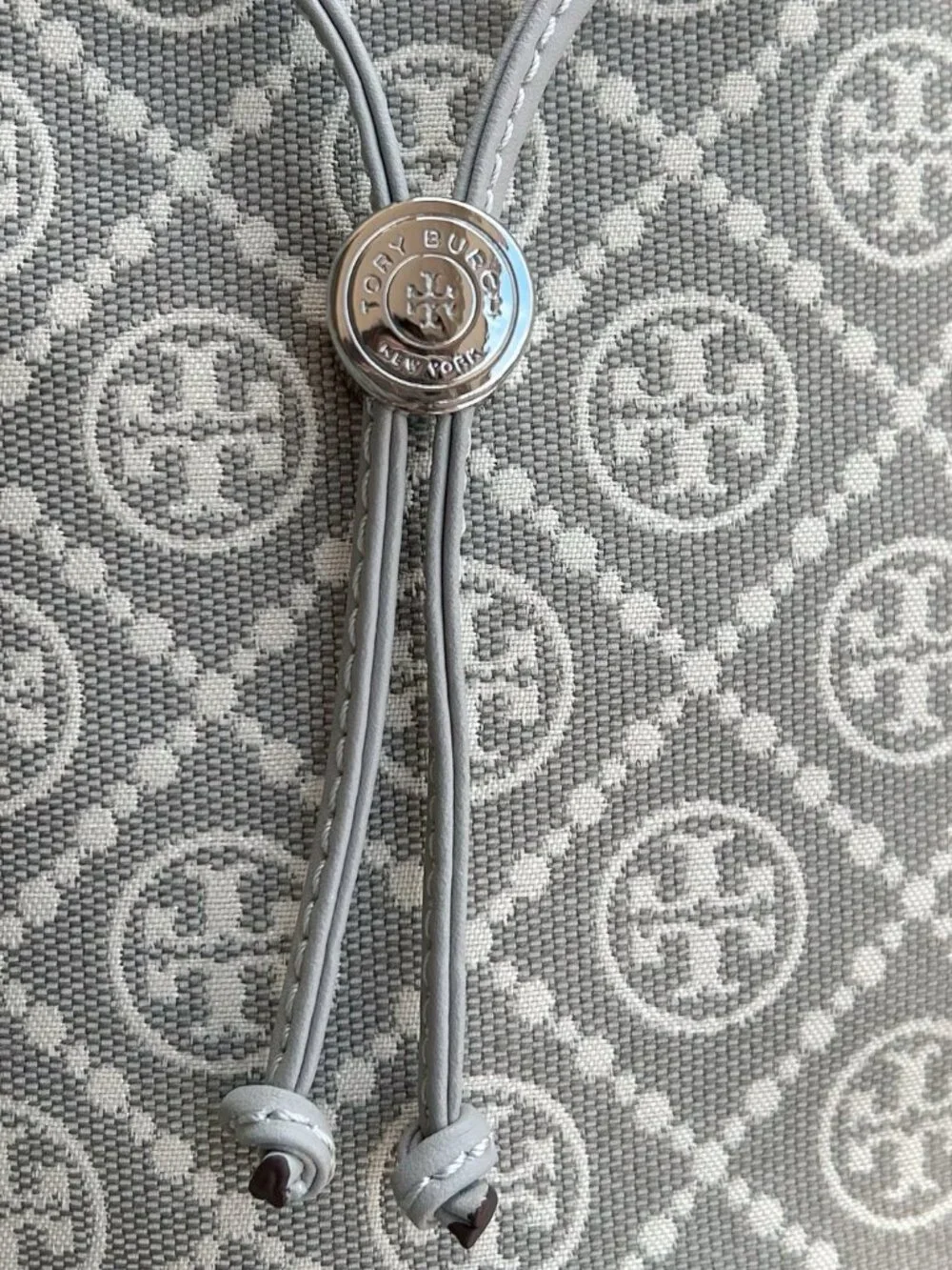 Tory Burch Monogram Jacquard Bucket Bag Grey Full Set With Mini